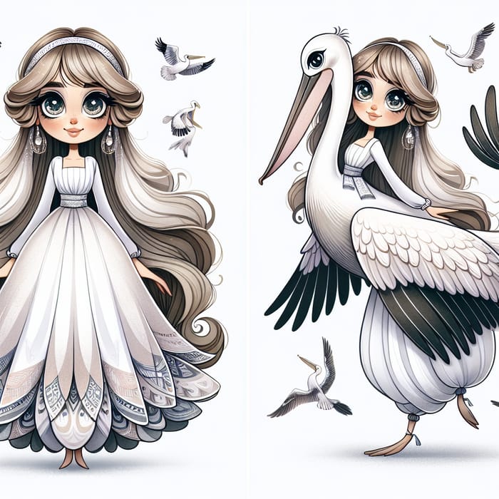 Pelican Girl: Mystical Character Embodying the Spirit of a Pelican