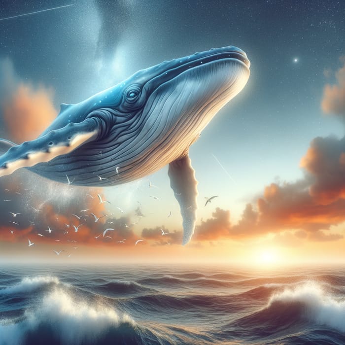 Whale Soaring Through Ocean Skies