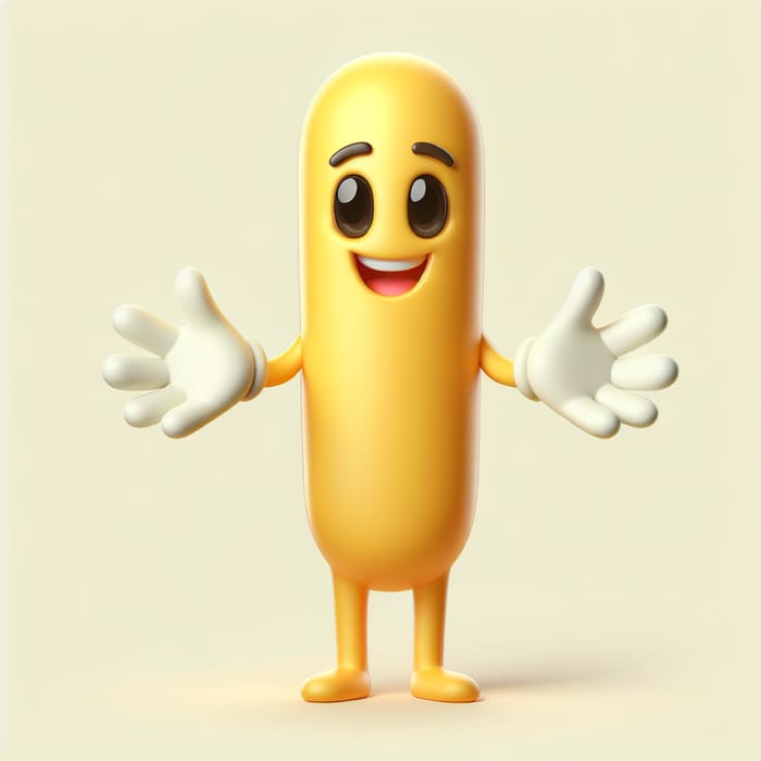 Adorable Tall Yellow Character | Spreading Joy in a Friendly Pose