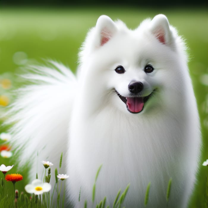 Japanese Spitz: Adorable White Dog in a Spring Meadow | AI Art ...