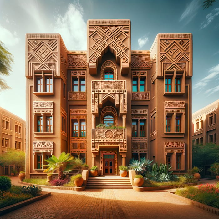 Traditional Sudanese Mud Brick Embassy | Grand Entrance & Geometric Patterns