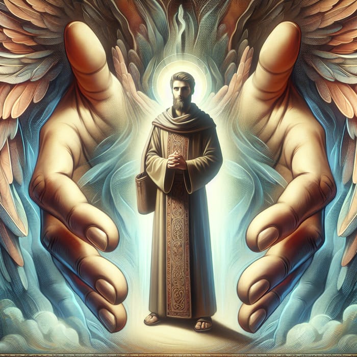 Divine Saint Embraced by God's Hands