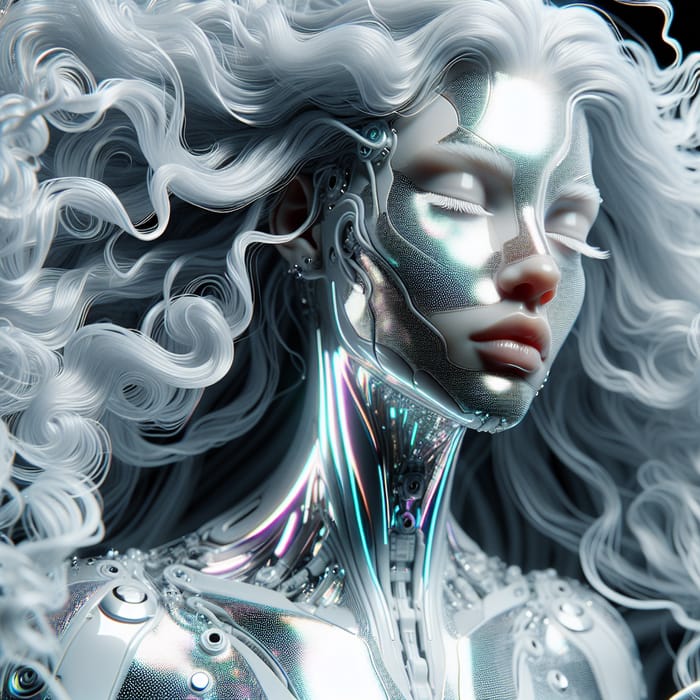 Organic Cyborg with Long Curly Hair | Intricate Fantasy Art