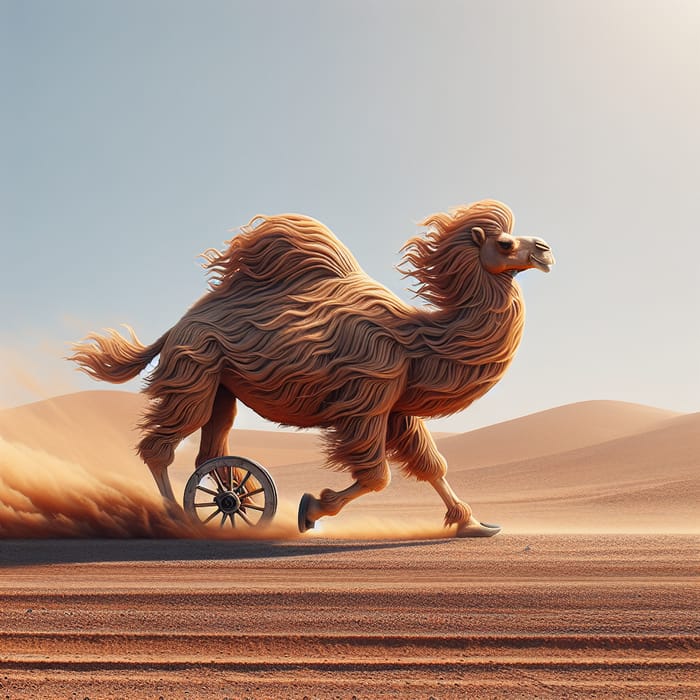 Camel Running with Wheel - Desert Scene