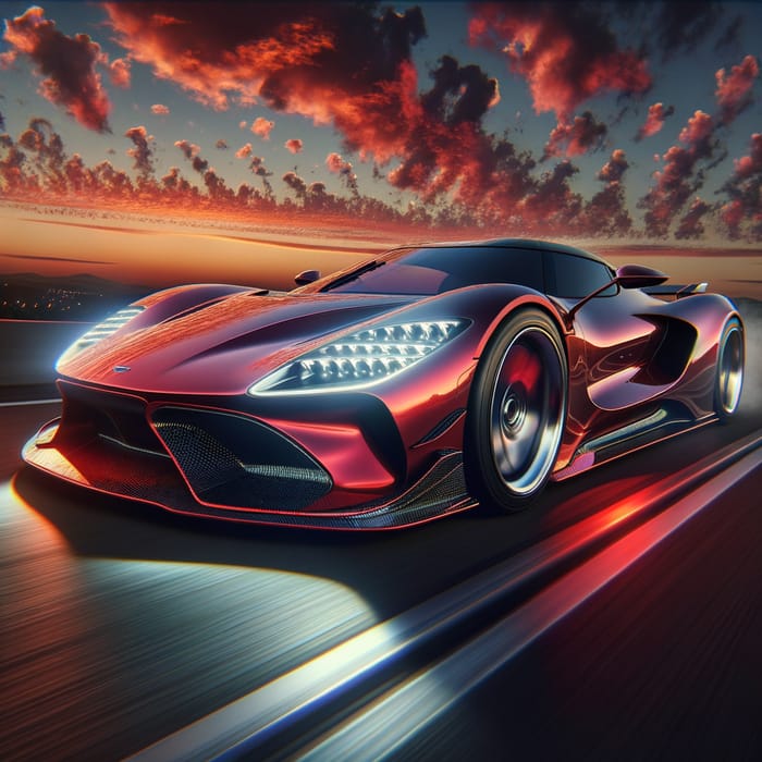 Sleek Red Sports Car Racing Image | Dynamic Motion Visuals
