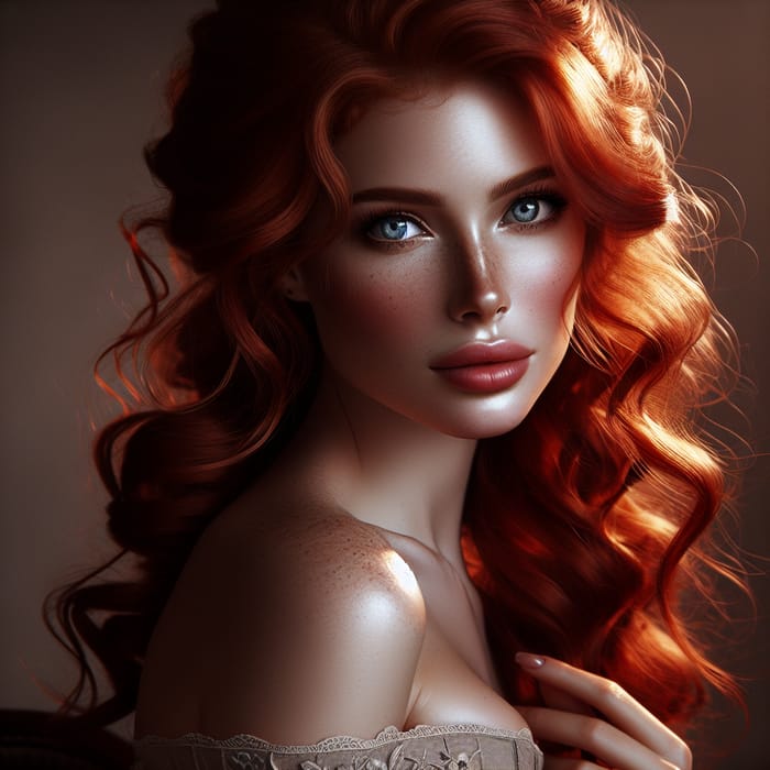 Beautiful Redhead: Realistic Portrait of a Woman