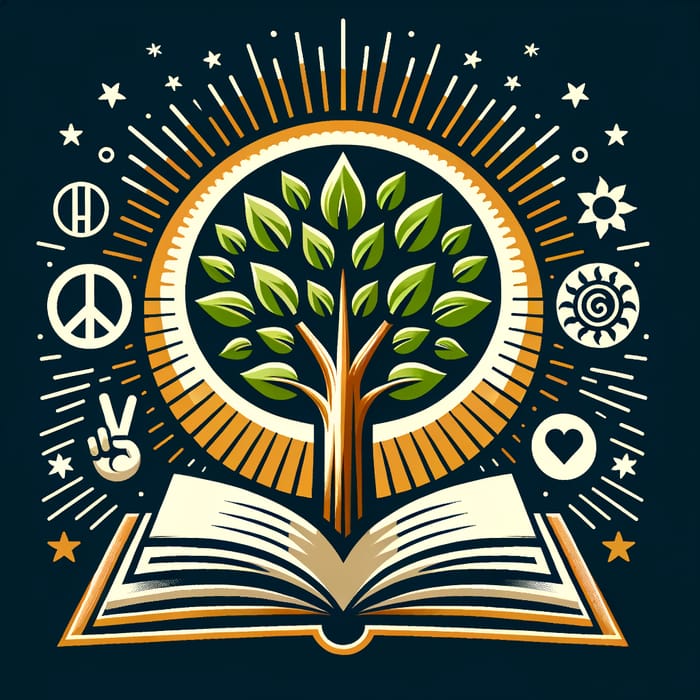 Holistic Education Logo Tree Sun Book Humanistic Symbols AI Art 