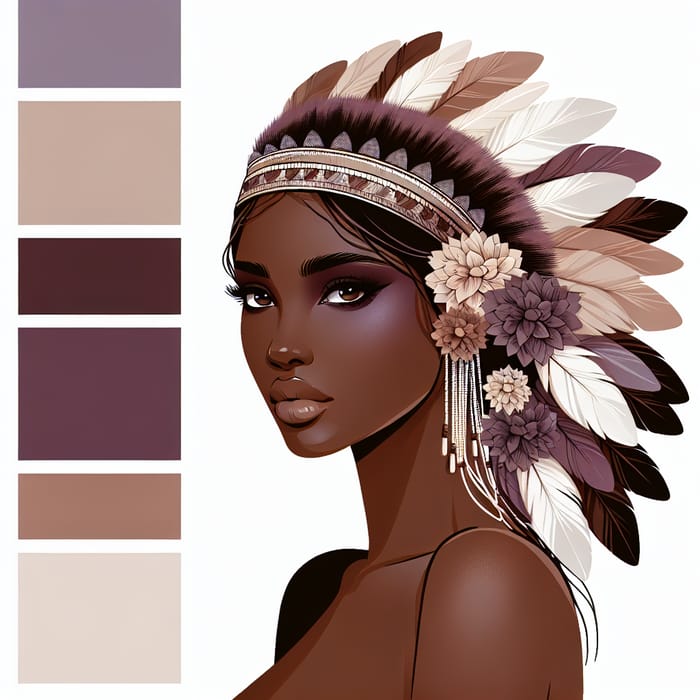 Beautiful Brown Skin Woman in Neutral Colors with Purple Tones