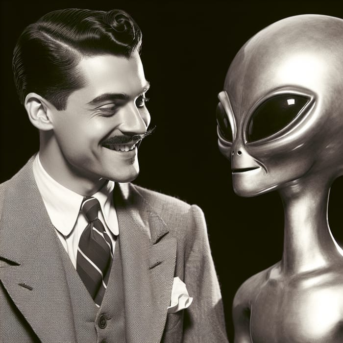 Hitler Smiling at Alien - Surprising Encounter