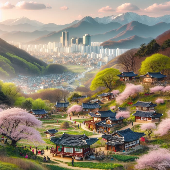 South Korea: Traditional Hanok Houses & Cherry Blossoms