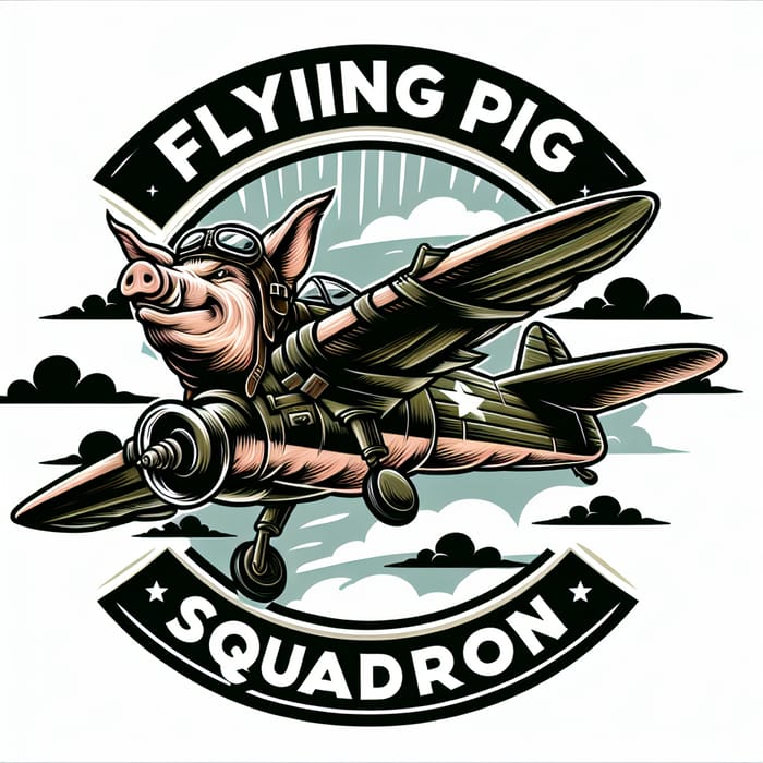 Imaginative Flying Pig Squadron Logo | Aviation Emblem