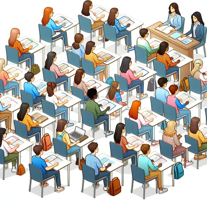 Diverse Classroom with 15 Female and 10 Male Young Students