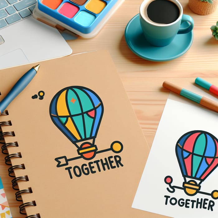 Colorful Children's Play Area & Coffee Shop Logo - Together with Air Balloons