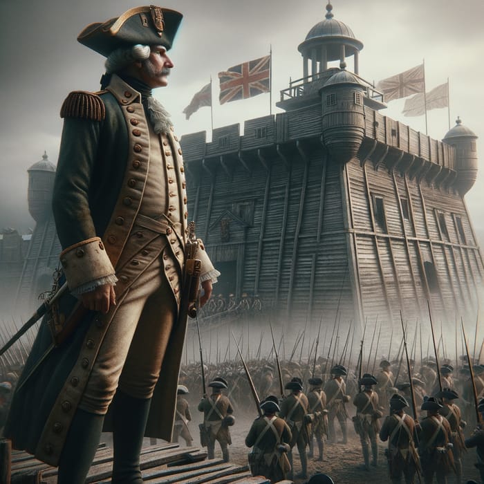 George Washington at English Fort - American Revolutionary War Scene