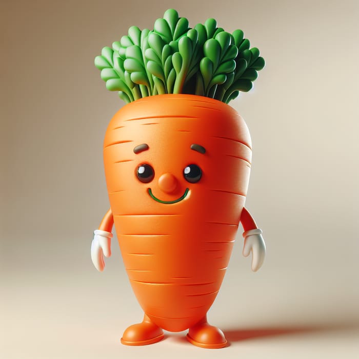 Mr. Carrot 3D: Vibrant Orange Carrot Character with Green Leaves