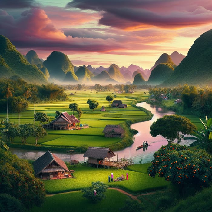 Vietnam Landscape: Rice Fields, Mountains & Traditional Life