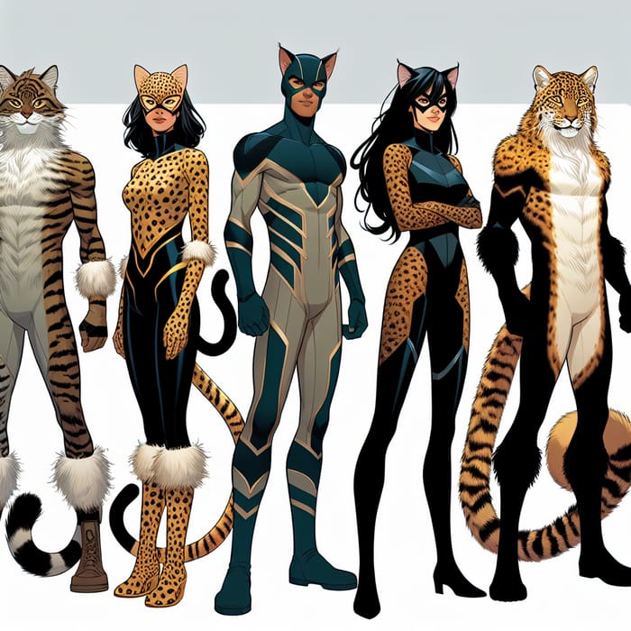 Cat Superhero Team Inspired by Feline Outfits