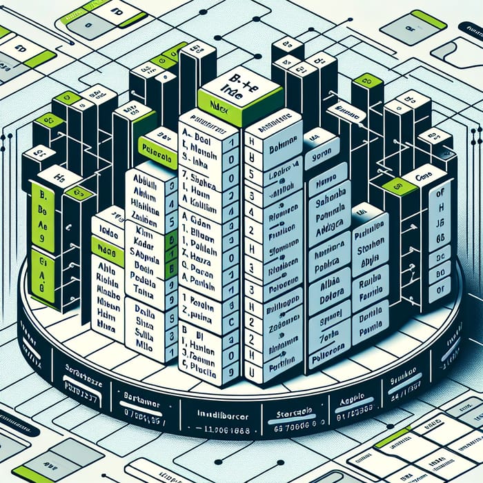 Visual Representation B+Tree Index for 152 Names Data Set AI Art