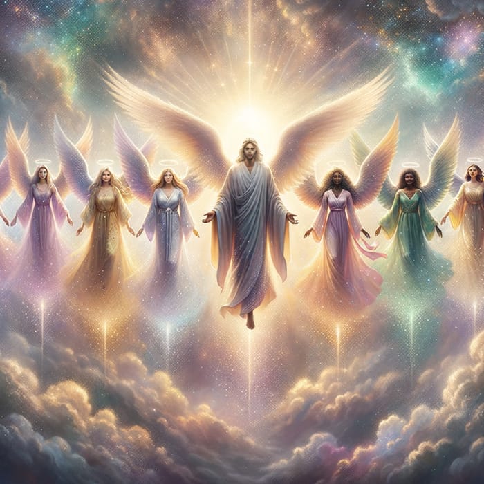 Heavenly Scene with 7 Angels and Divine Presence