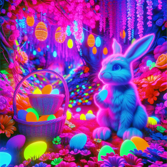 Intricate Fantasy Easter Bunny Outdoor Scene