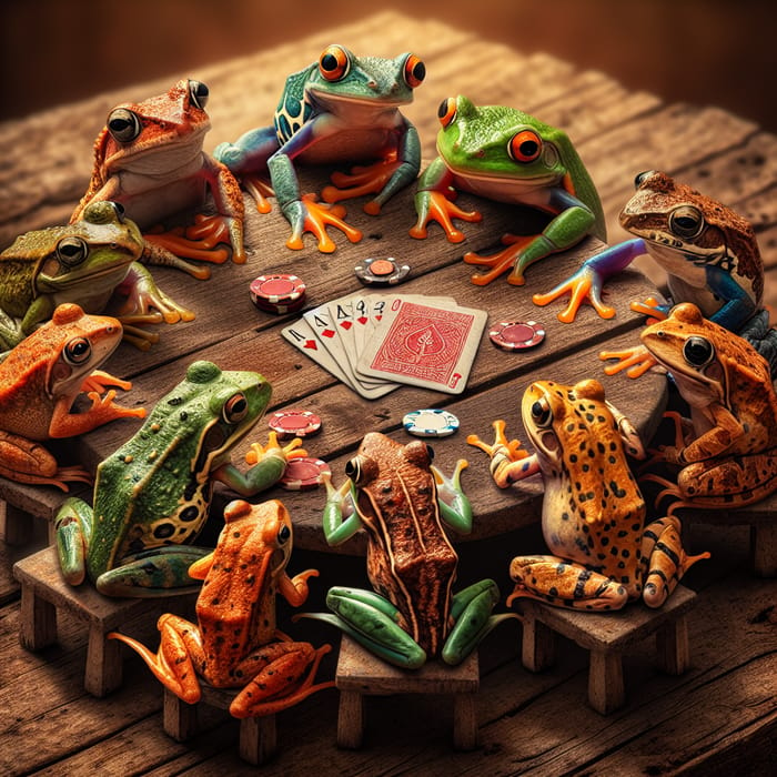 Frogs Poker Game: Vibrant Amphibian Fantasy & Whimsical Atmosphere