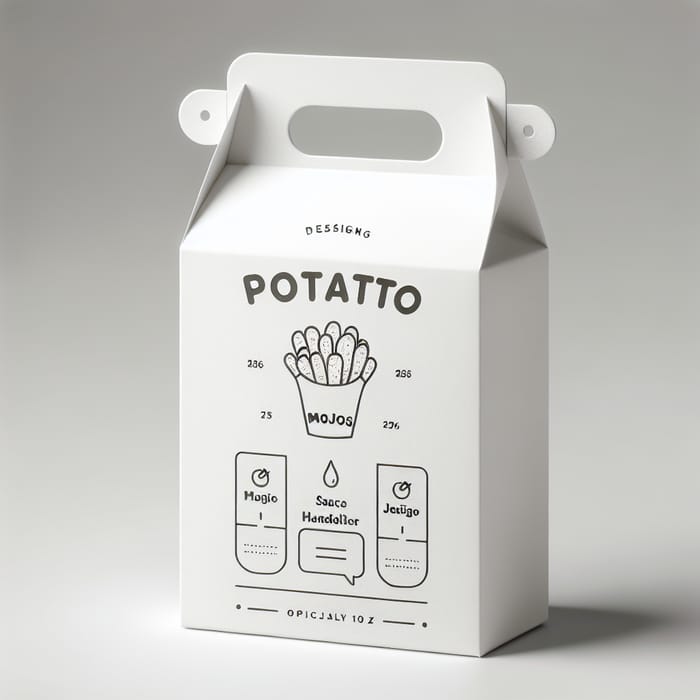 White Potato Mojos Packaging with Sauce Handler | Plain White Box