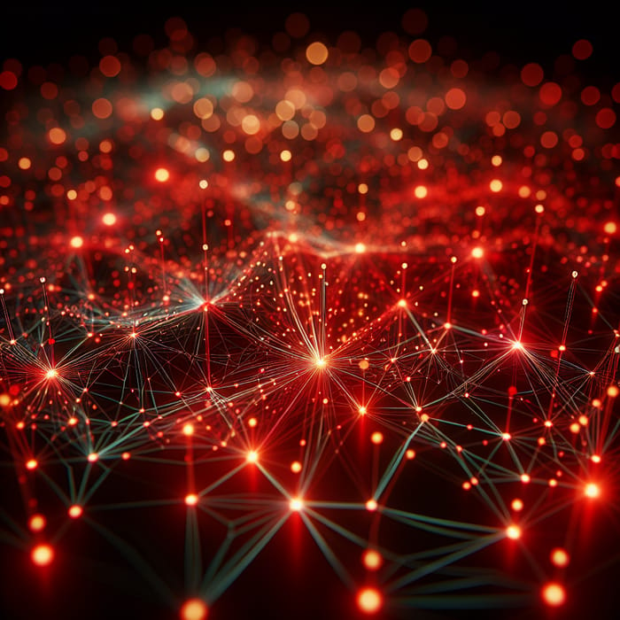 Captivating Red Digital Network | Data Flow & Connectedness