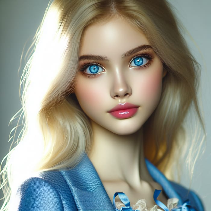 Ethereal 18-Year-Old Blonde Goddess with Blue Eyes