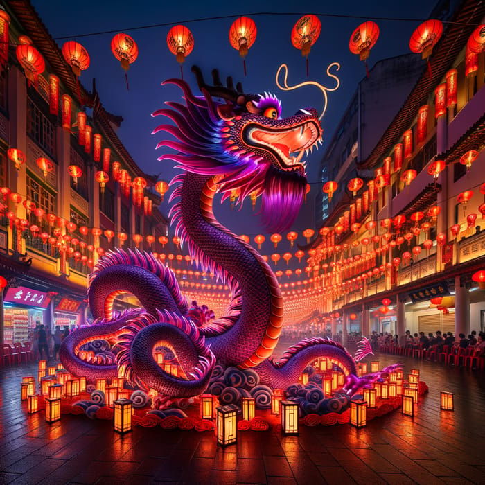Purple Dragon on Chinese New Year in Chinatown