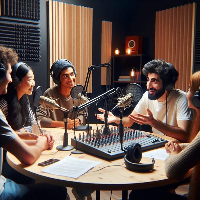 Vibrant Podcast Conversation: Engaging Youth in Studio Setup