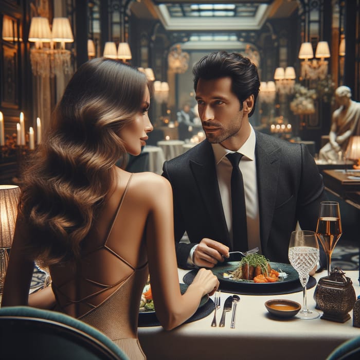 Elegant Couple Dining in High-end Restaurant