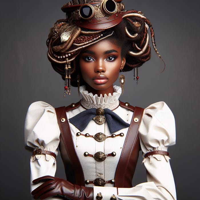African Steam Punk Captain Woman with Beaded Hair
