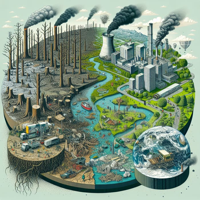 Eco Challenges Visual: Deforestation, Pollution, Climate