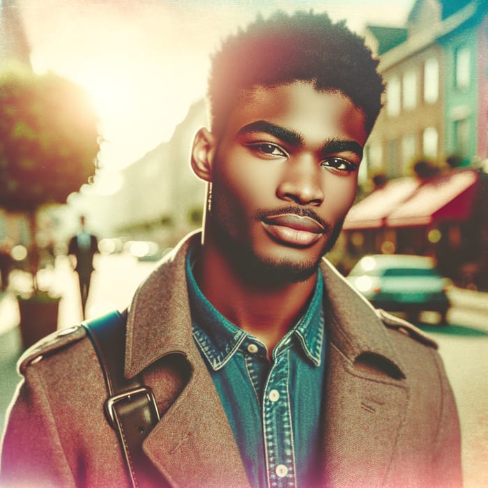 Confident Charismatic Young Man in Vibrant Street Portrait