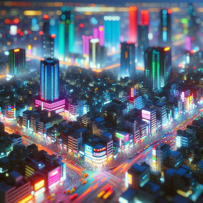 Vibrant Cyberpunk Cityscape with Neon Lights