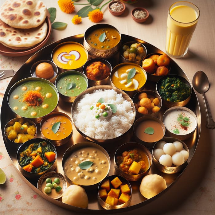 Indian Vegetarian Thali: Experience Classic Flavors in Brass Plated Feast