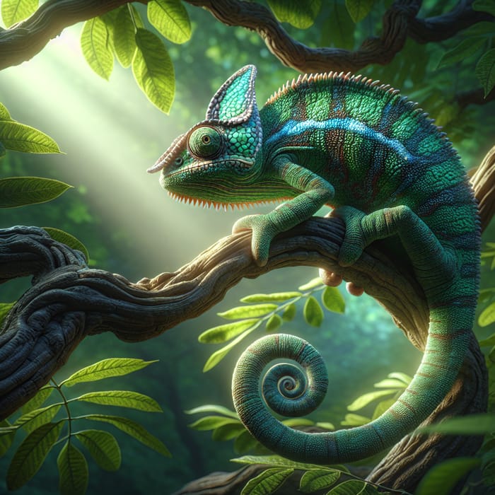 Captivating Chameleon in Lush Greenery
