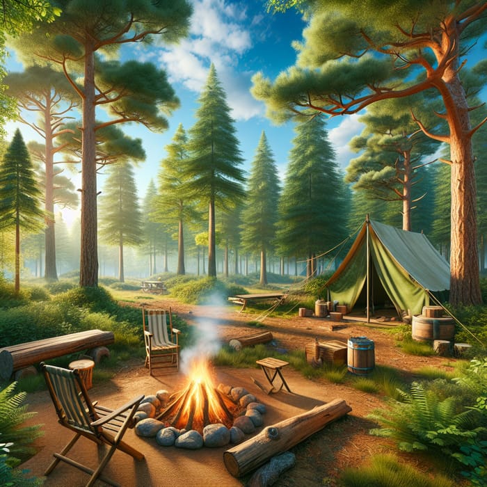 Picturesque Forests and Rustic Campsites - Serene Wilderness Scene