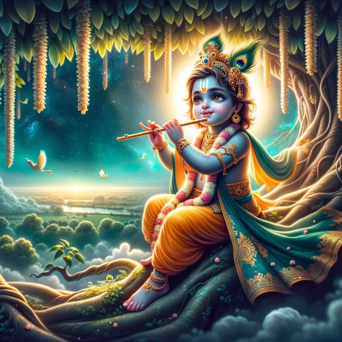 Divine Child Krishna Flute Player