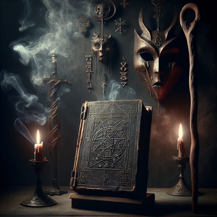 Dark Magic: Ancient Tome, Wooden Mask, Crooked Staff