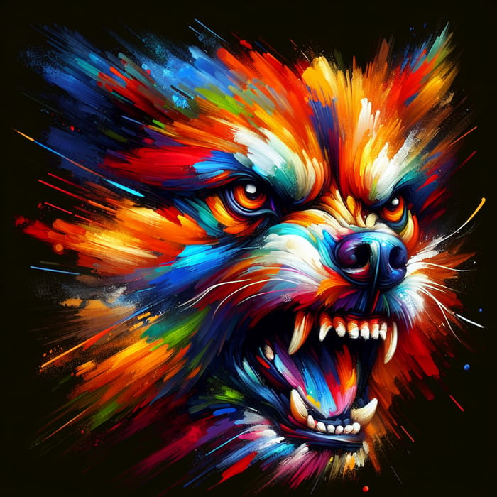 Intense Angry Dog Art | Bold Colorful Brushstrokes