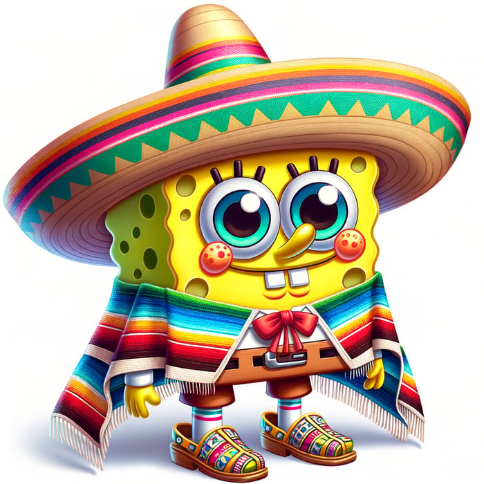SpongeBob Dressed as Mexican: Traditional Attire Cartoon Character