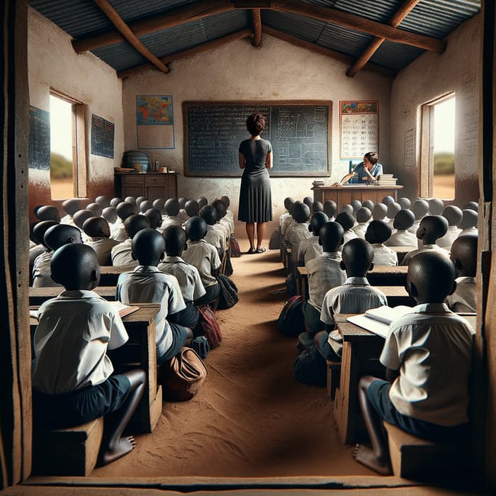 Captivating Rural Classroom with Black African School Children