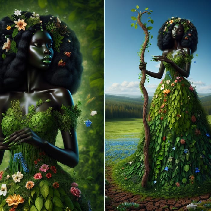 Black Girl Embodying Mother Nature: Serene Power Captured