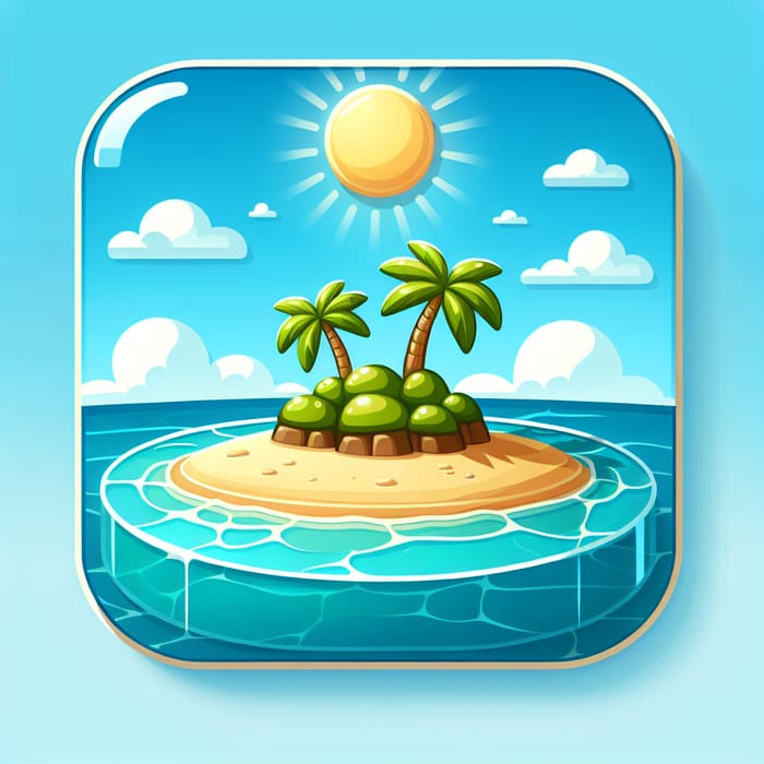 Sunny Island Seascape | Palm Trees and Turquoise Water