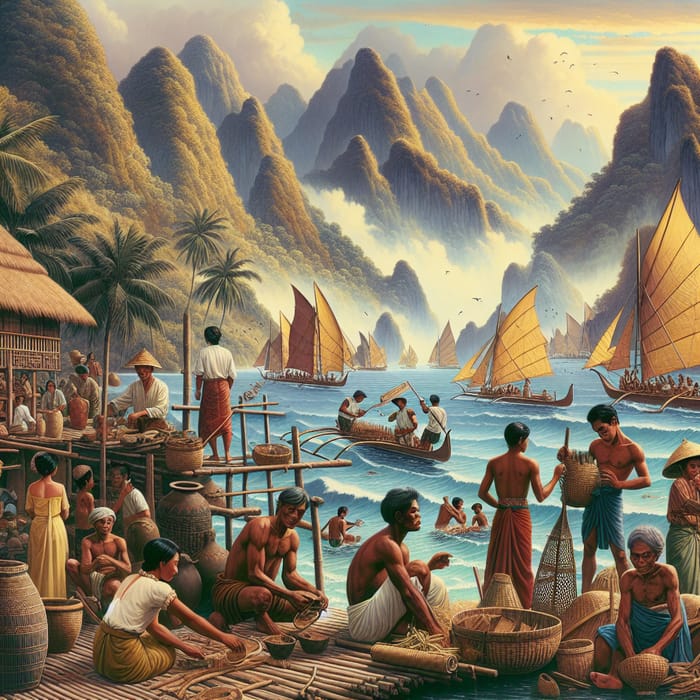 Pre-Colonial Philippines Tribes: Crafting & Fishing Scenes