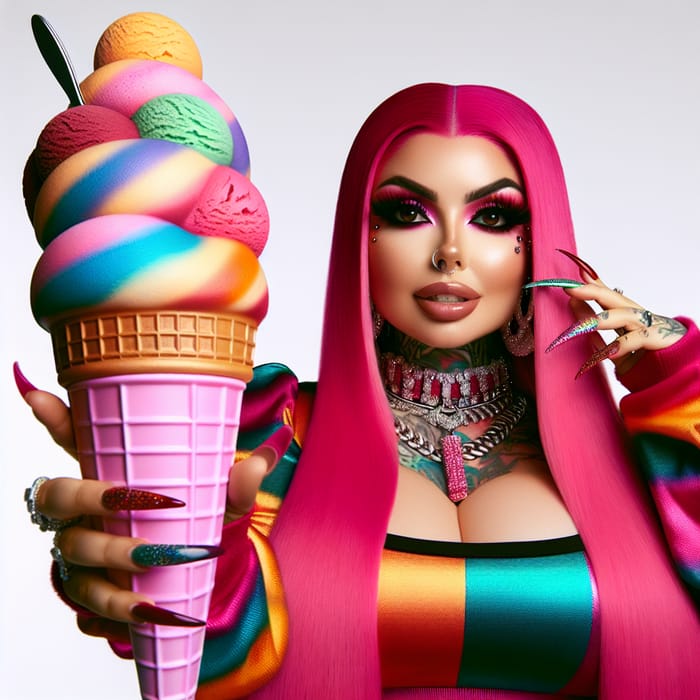 Nicki Minaj with Oversized Ice Cream Cone | Stylish Music Icon