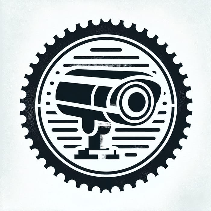 Security Camera Stamp Logo in Black & White