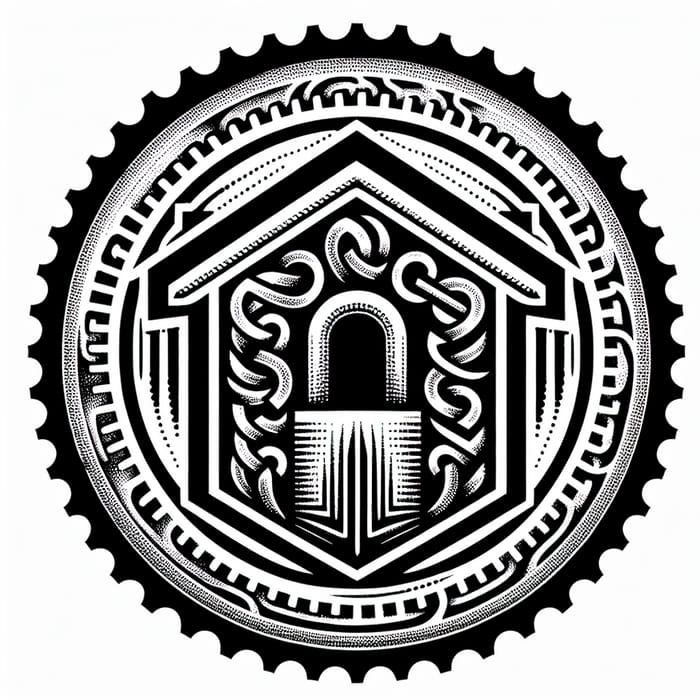 Intricate House Security Logo Design for Stamp