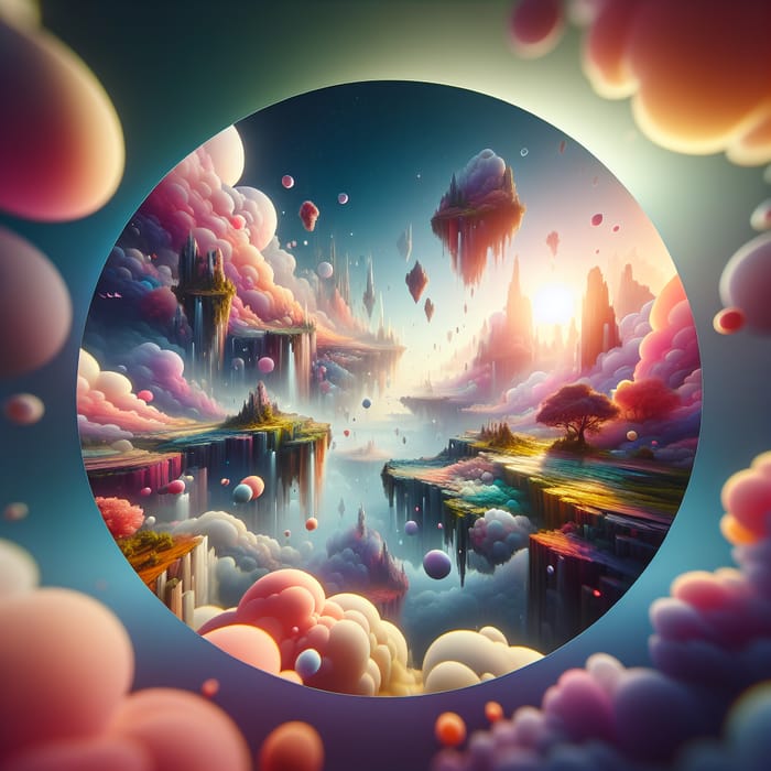Surreal Floating Islands Fantasy Landscape | Vibrant Dreamlike Colors